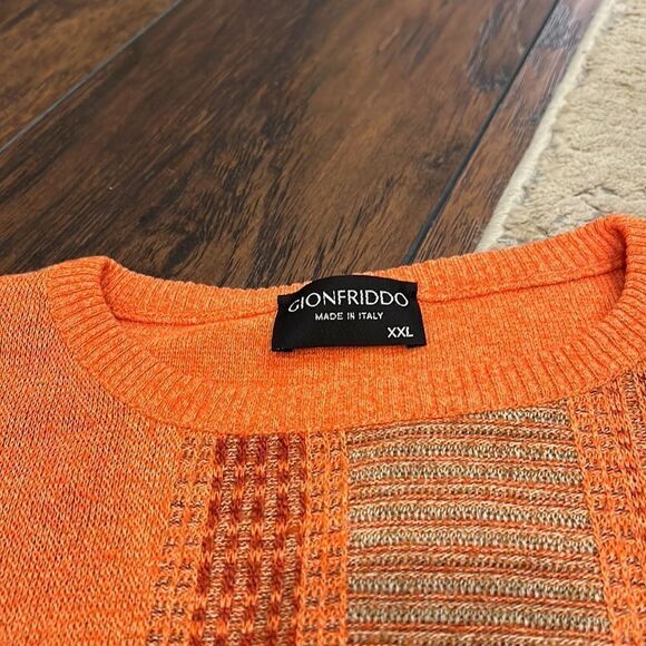 MOD GIONFRIDDO Italy made sweater size XXL crew neck in GUC orange grey - Picture 2 of 7